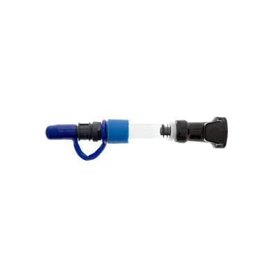Connector jumper with blue and black plastic connectors and clear cable for power parts