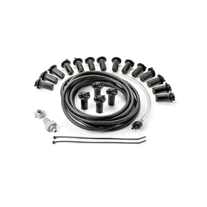 24V battery watering system kit with tubing, connectors, and caps for power parts management