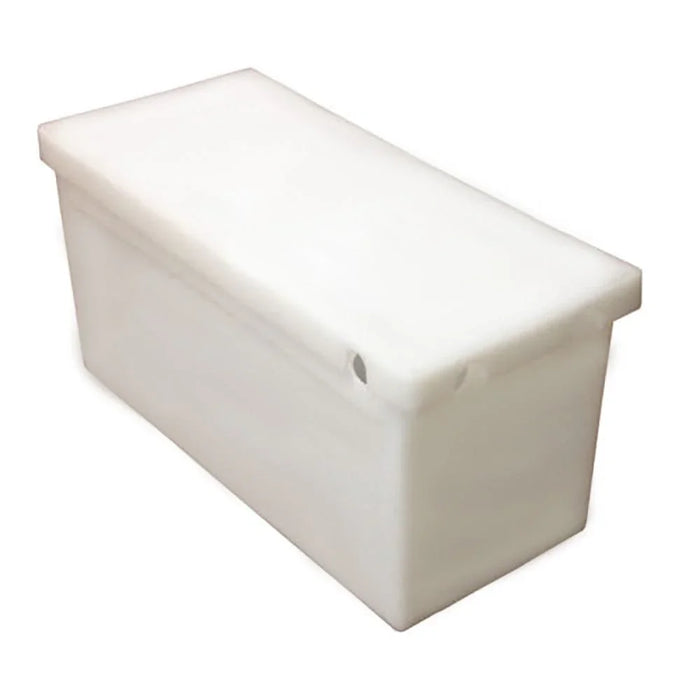 Heavy duty white 8D battery box with lid, durable plastic for power storage protection