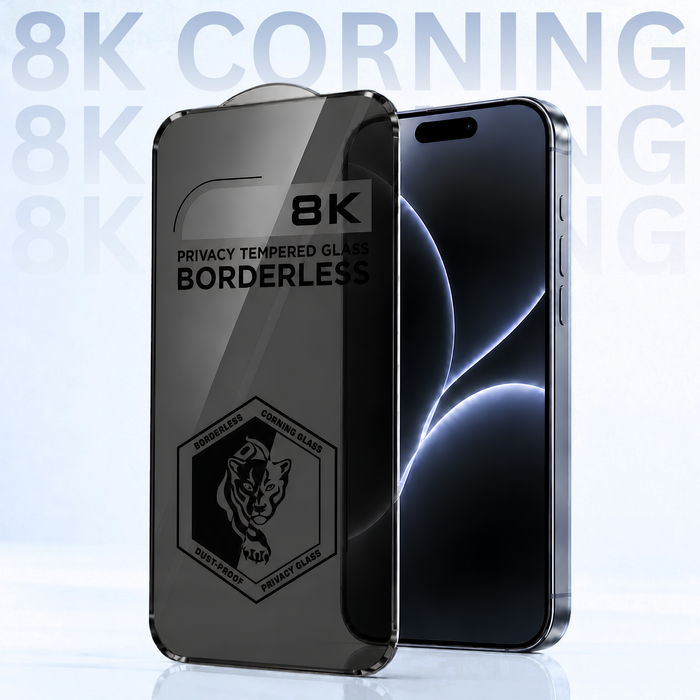 8K Corning Borderless Privacy Tempered Glass For Apple iPhone 17 Pro