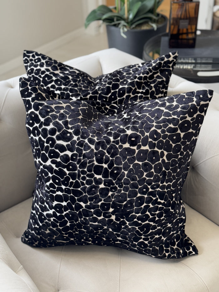 Spoton Velvet Leopard Print Black Large Cushion