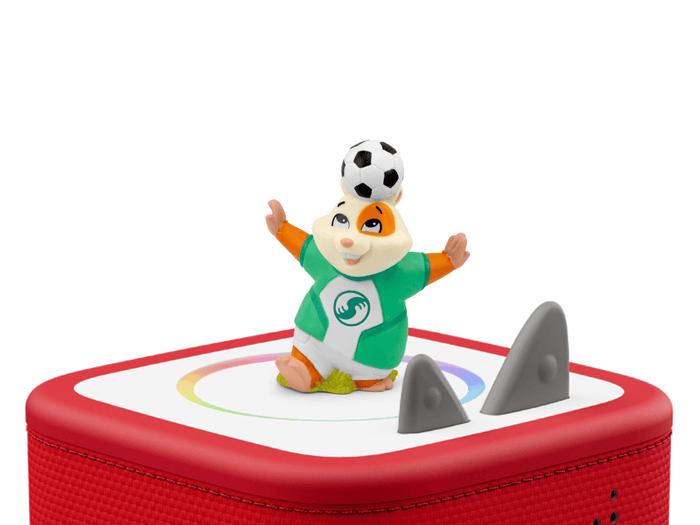 All-Star Animals-The Golden Whistle Games Soccer Tonie on a red Toniebox 2 ready to play audio stories and songs