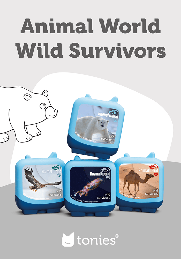 Animal World Wild Survivors Clever Tonies - 4 Pack | Illustration
