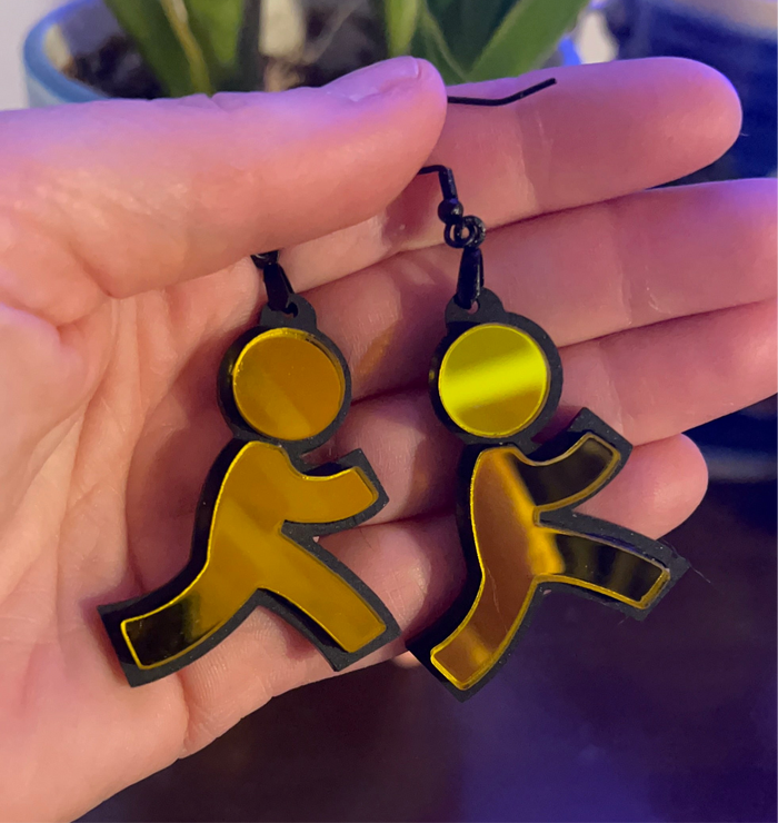 AOL Running Man Dangle Earrings