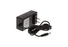 Black AC power adapter charger with attached cord and standard plug