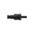 gray plastic male connector for fluid transfer or power equipment, isolated on white background