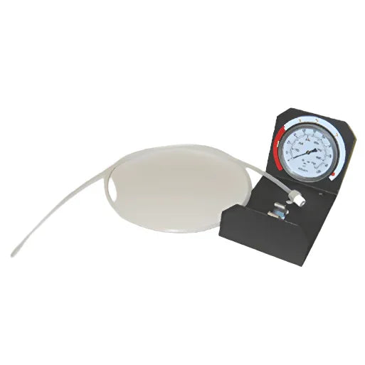 Bladder tank gauge assembly kit with pressure gauge, tubing, and control valve