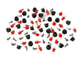 Assorted blinky light repair parts kit with screws, grommets, and red connectors