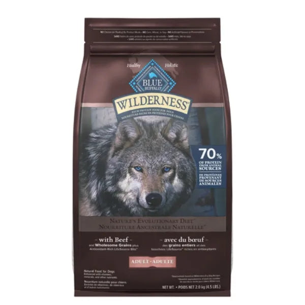 Blue Buffalo Wilderness Beef With Grain Dog Food 24lb