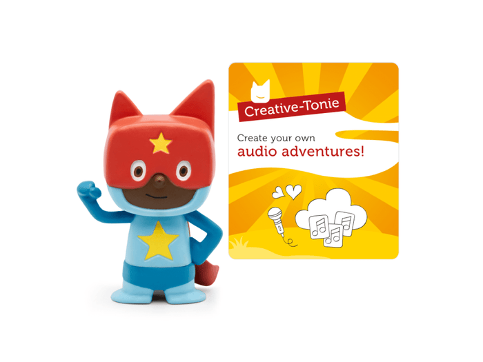 Blue & Red Superhero Creative-Tonie with a branded content card