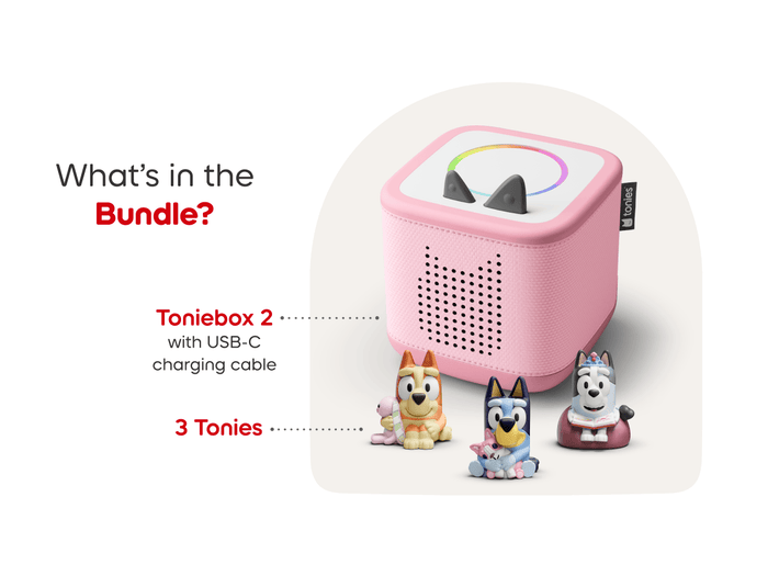 Whats included in the Bluey Toniebox 2 Cloud Pink Starter Set