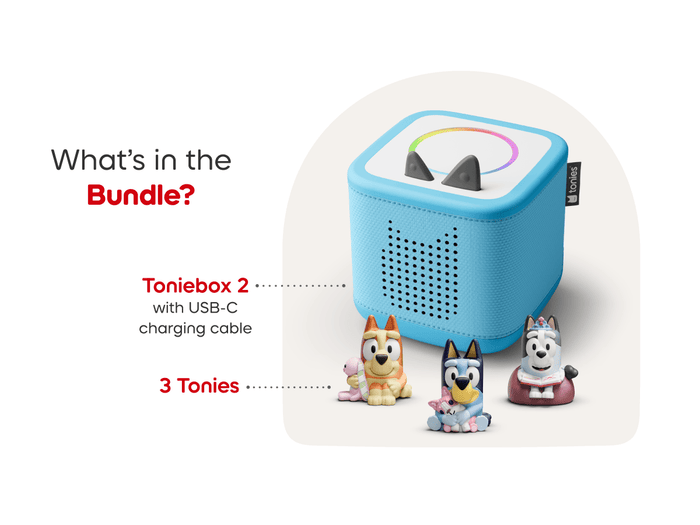 Whats included in the Bluey Toniebox 2 Sky Blue Starter Set