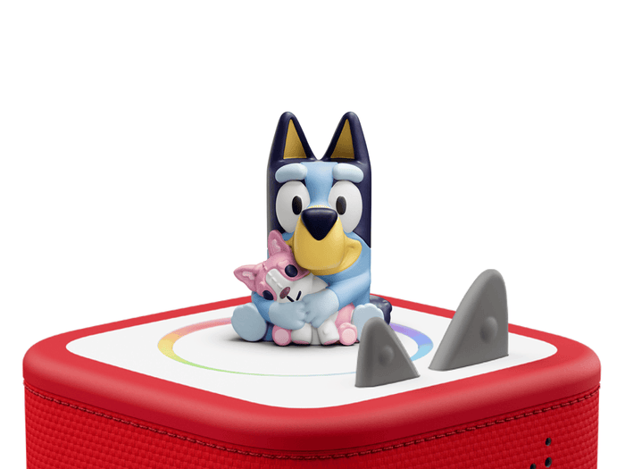 Bluey Tonie on a red Toniebox 2 ready to play audio stories and songs