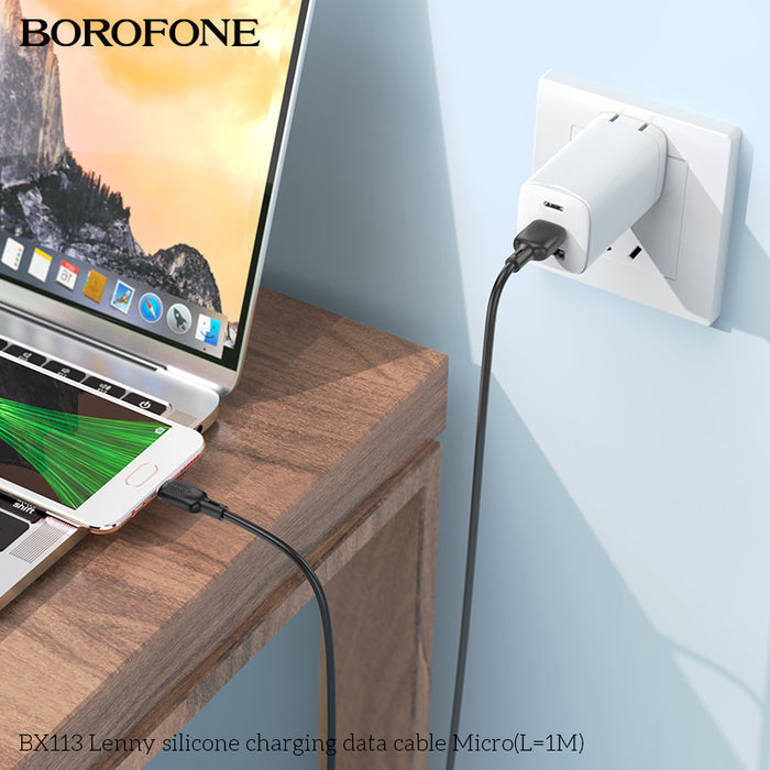 BOROFONE BX113 Lenny Silicone USB-A to Micro Charging Data Cable 1M