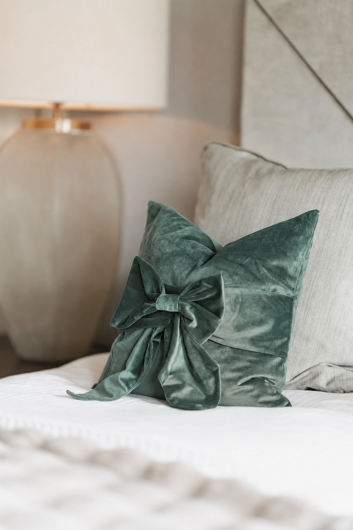 Bow Luxe Sage green cushion