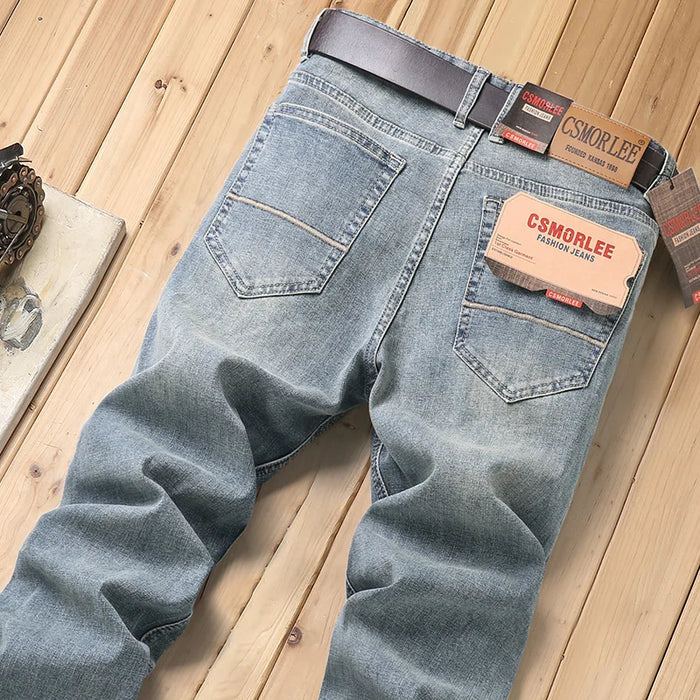 Brand  Men's Autumn Slim fit Straight-leg Jeans Trendy Long Pants Casual Comfortable Denim Trousers