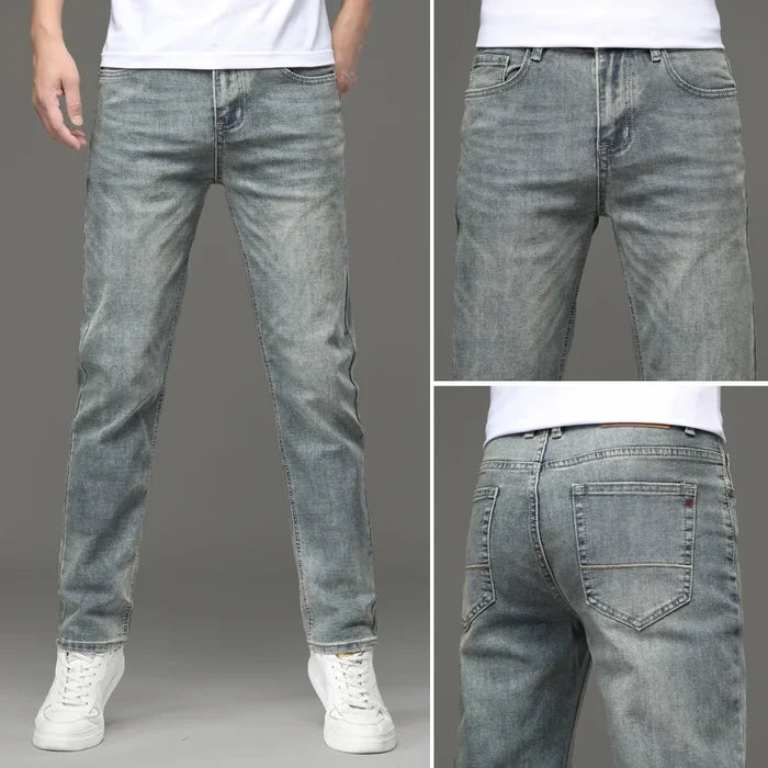 Brand  Men's Autumn Slim fit Straight-leg Jeans Trendy Long Pants Casual Comfortable Denim Trousers
