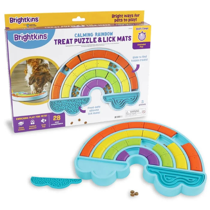 Brightkins Treat Puzzle - Calming Rainbow with lick mat