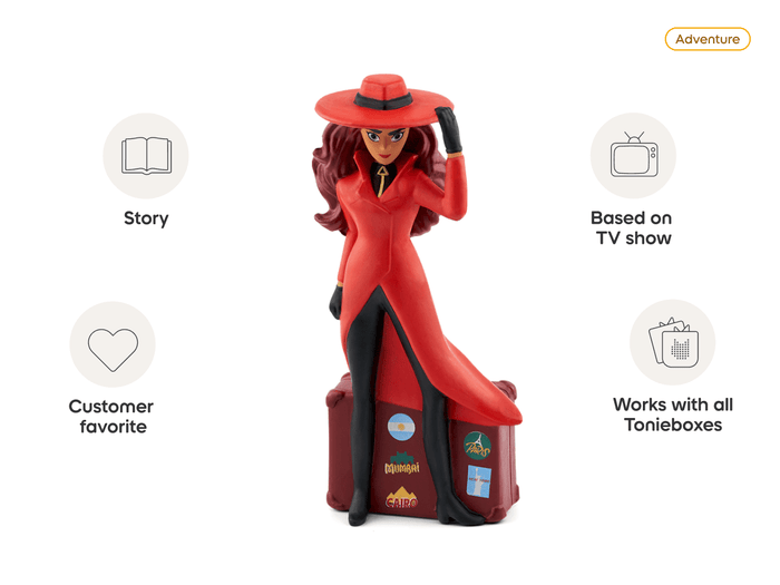 Carmen Sandiego Tonie audio figurine, inspiring audio journeys and imaginative play