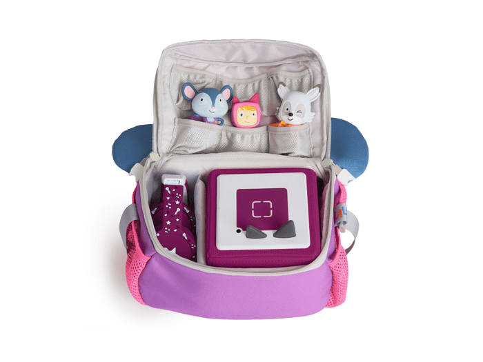 open view with tonies and toniebox inside of Lalalinos Toniebox Character Bag - Scout