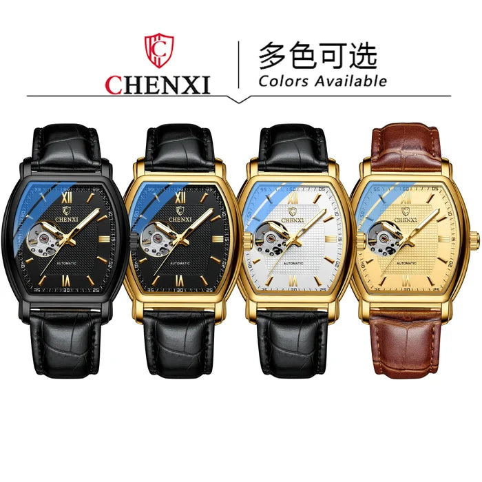 CHENXI 8815A High End Full Automatic Fashion Square Hollow Out Men's Waterproof Mechanical Watch