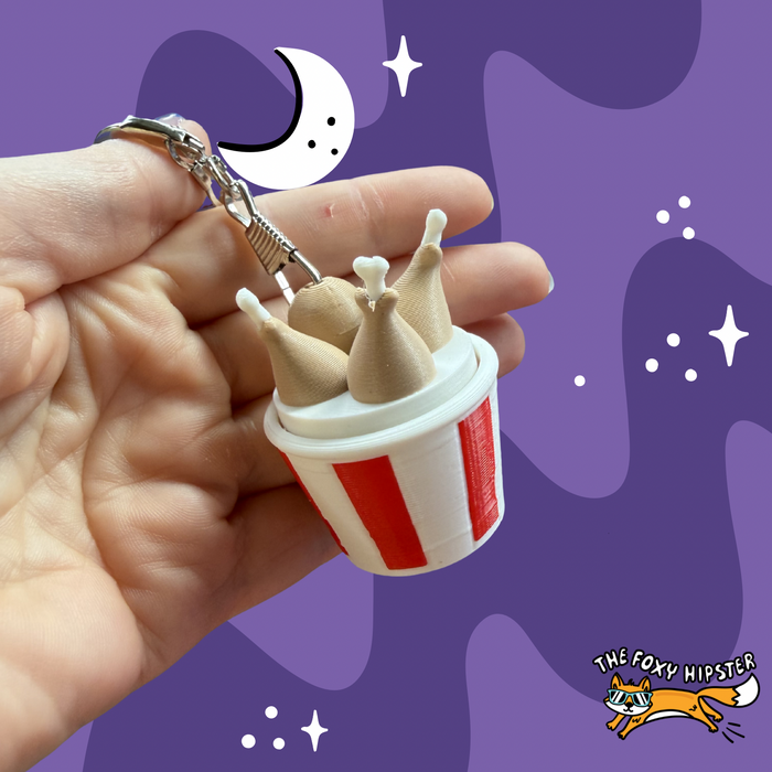 Chicken Bucket Fidget Spinner and Clicker Keychain