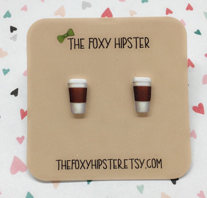 Coffee Cup Stud Earrings