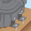 Commercial battery box mounted with metal brackets and bolts on a flat surface