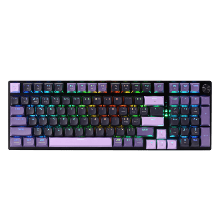 Redragon K740 PRO 98 Keys Wireless RGB Gaming Keyboard, 3-Mode PBT Mechanical Keyboard w/Solid Aluminum Base, Dedicated Knob Control & Hot-Swap Socket, Custom Linear Switch