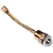 Power diode with braided copper lead and mounting hardware for industrial electrical systems