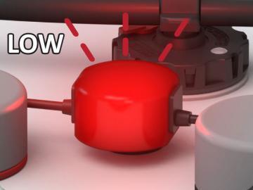 Eagle Eye level indicator drill with red low power alert and cable connection