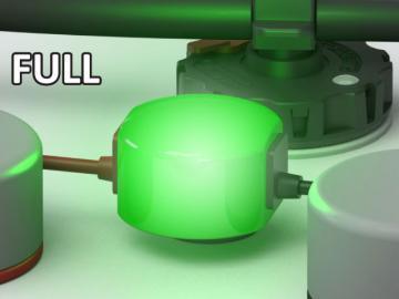Green illuminated level indicator drill showing full capacity status