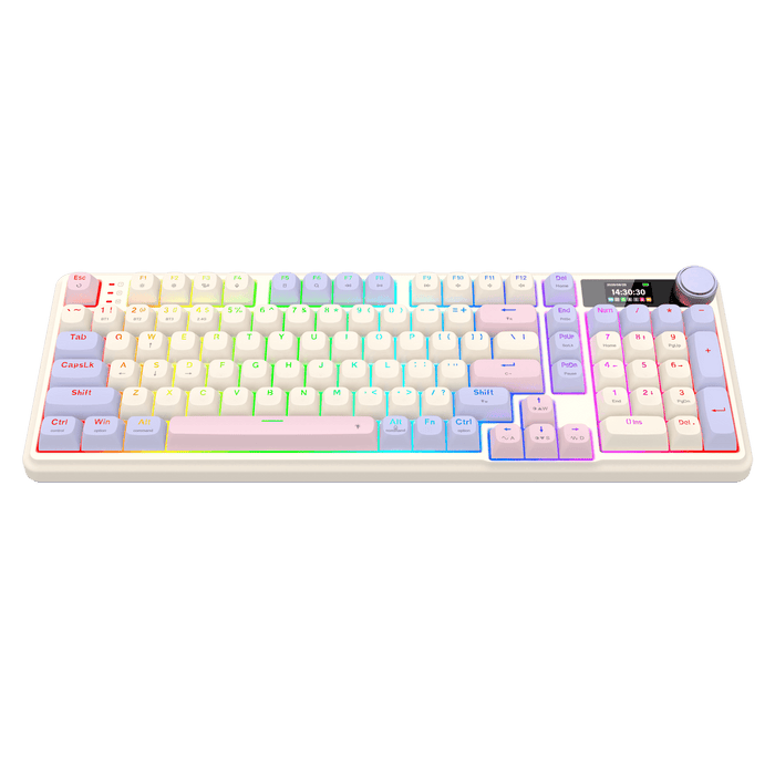 Redragon K768 PRO Wireless 100-Key Gasket Gaming Keyboard, 0-Delay Tri-Mode, Cushioned 5-Layer Noise Dampening for Creamy Thocky Sound, Practical 95% Size Violet