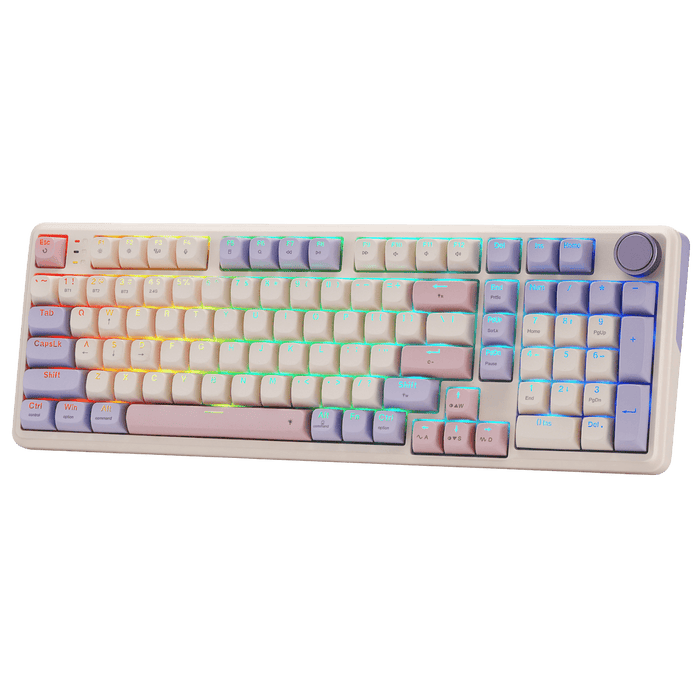Redragon K768 PRO 100 Keys Wireless Gasket RGB Gaming Keyboard, Massive 8000 mAh PBT Mechanical Keyboard w/Hot-Swap Socket, Dedicated Knob Control & 5-Layer Noise Dampening, Custom Yolk Linear Switch | show