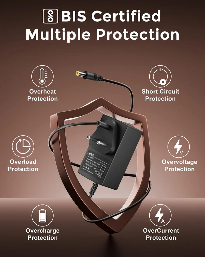 FEDUS 12V 2Amp DC Power Supply Adapter Converter, 12 Volt 2A SMPS for CCTV Camera, Routers, DVR, NVR, LCD Monitor, TV, LED Strip Light, Setup Box, Broadband, AC Input 100-240V, DC Output 12v 2Amps FEDUS
