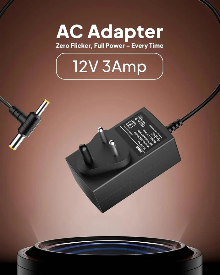 FEDUS 12V 3Amp DC Power Supply Adapter, 12 Volt 3A SMPS for LCD Monitor, TV, LED Strip Light, DVR, NVR, CCTV Camera, Dc Motor, Setup Box, Broadband,Routers AC to DC Output 12v 2amps, 2.5mmx5.5mm Jack FEDUS