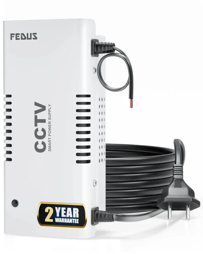 FEDUS 12V DC Metal Body CCTV Power Supply for 8 Channel Security Cameras | 12Volt 5A High Efficiency SMPS Adapter with Voltage Booster for Long Distance for Video Surveillance Dome & Bullet Camera FEDUS