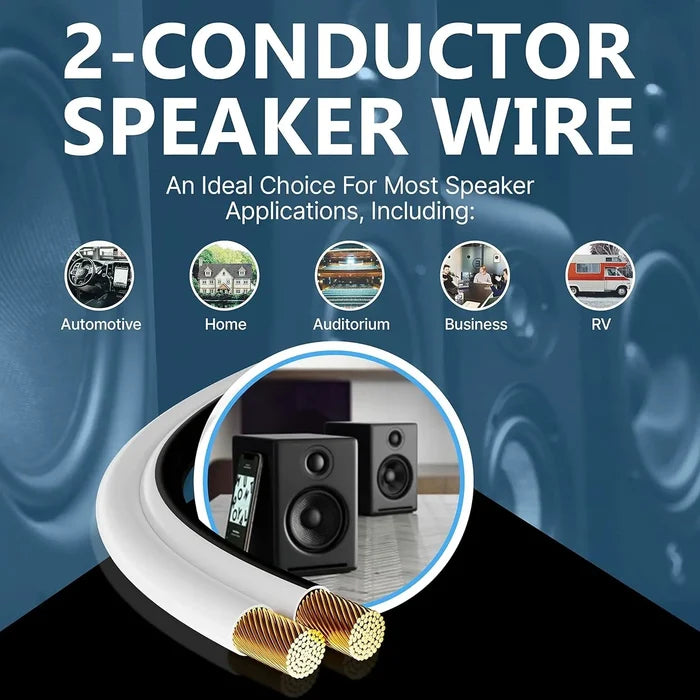 FEDUS 14 Gauge/AWG Speaker Wire Oxygen-Free Copper 2 Conductors Audio Speaker Cable for Car Speakers Stereos, Subwoofer, Home Theater Speakers, HiFi Surround Sound system, Radio (White+black) FEDUS