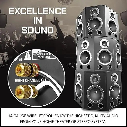 FEDUS 14 Gauge/AWG Speaker Wire Oxygen-Free Copper 2 Conductors Audio Speaker Cable for Car Speakers Stereos, Subwoofer, Home Theater Speakers, HiFi Surround Sound system, Radio (White+black) FEDUS
