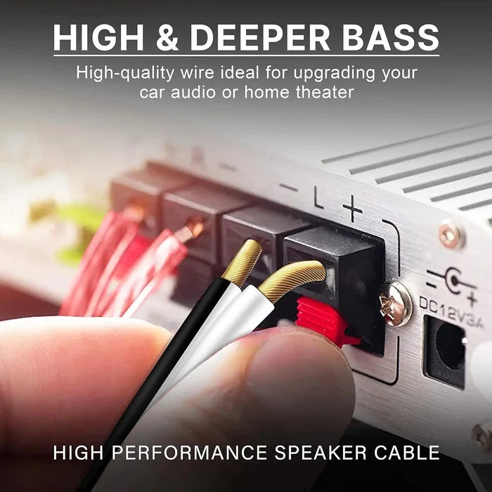 FEDUS 14 Gauge/AWG Speaker Wire Oxygen-Free Copper 2 Conductors Audio Speaker Cable for Car Speakers Stereos, Subwoofer, Home Theater Speakers, HiFi Surround Sound system, Radio (White+black) FEDUS