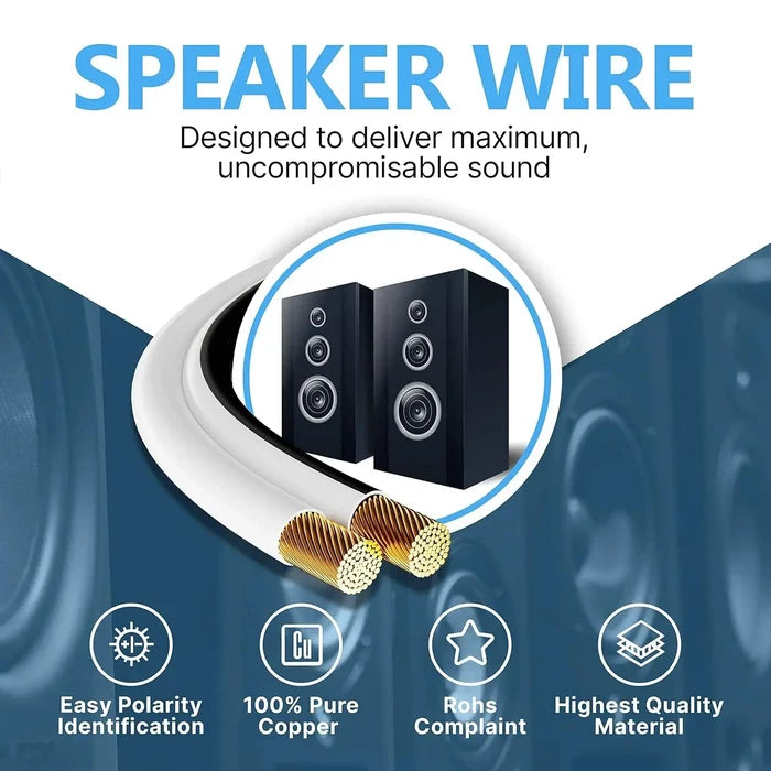 FEDUS 14 Gauge/AWG Speaker Wire Oxygen-Free Copper 2 Conductors Audio Speaker Cable for Car Speakers Stereos, Subwoofer, Home Theater Speakers, HiFi Surround Sound system, Radio (White+black) FEDUS