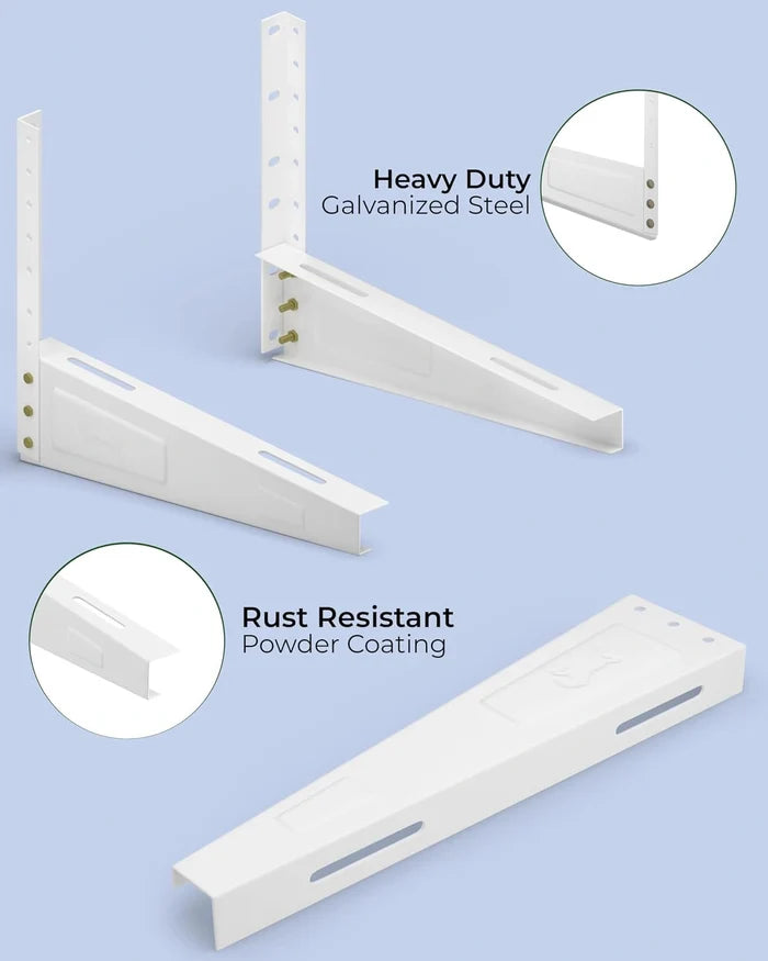FEDUS 18 inches Heavy Duty Air Conditioner Outdoor AC Stand, Outdoor unit AC wall Mounting Bracket Stand for 1 Ton, 1.1 Ton, 1.2 Ton, 1.5 Ton, 2 Ton AC, HVAC, Compressor Split ( 300kg weight capacity) FEDUS