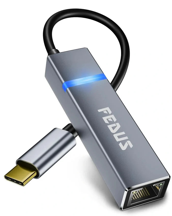 FEDUS 2500Mbps 2.5Gbps USB to Ethernet Adapter Ethernet to USB Adapter, USB 3.0 to RJ45 Computer Network Internet LAN Ethernet Dongle for Laptop, Thunderbolt 4/3 Compatible for MacBook Air/Pro, XPS FEDUS