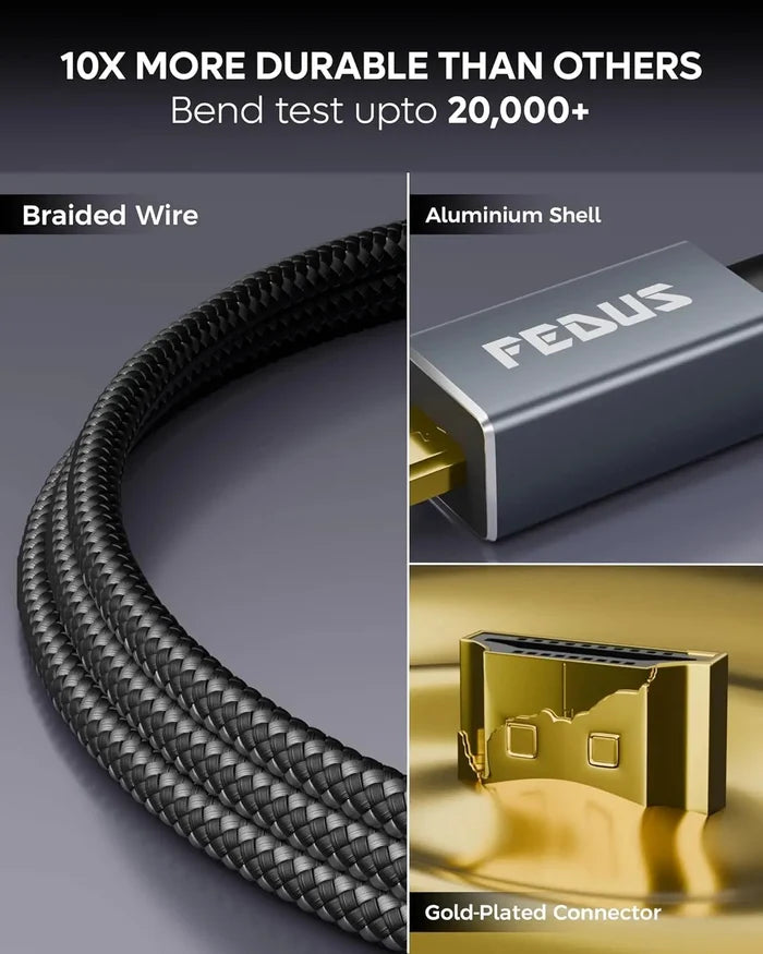 FEDUS 4K Micro HDMI to HDMI Cable 1.5 Meter, Micro HDMI 2.0 Adapter [4K@60Hz, 2K@144Hz 120Hz] 4K 18Gbps HDR, Compatible for Samsung G8, G9, Camera, Rasp Berry Pi 5 4, go pro Hero, Cam Link FEDUS