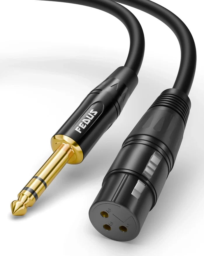 FEDUS 6.35mm (1/4 Inch) TRS Mono Male to XLR Female Cable, Gold-Plated Heavy Duty Oxygen-Free Copper Shielded Audio Patch Cord for Microphones, Speakers, Guitars DJ Mixers Amplifiers Studio Recording FEDUS