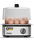 FEDUS EGGLINE Automatic Egg Boiler maker Electric Multi-Function Poacher 8 Eggs Cooker Steamer machine for Hard Medium, Soft Eggs SS Heating Plate, Auto Shut-Off Fast boiling Boils Steamed Vegetables FEDUS