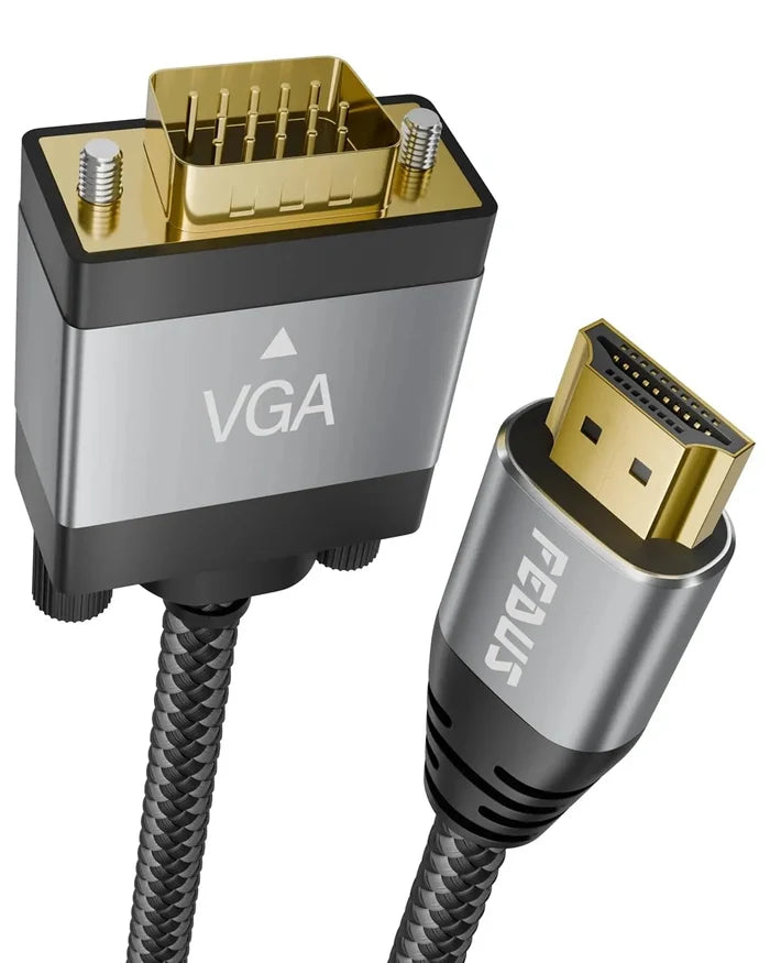 FEDUS HDMI to VGA Cable Adapter 1080P@60Hz Uni-Directional HDMI Computer to VGA Monitor Cable (Male to Male) Compatible for Computer, Desktop, Laptop, PC, Monitor, Projector, HDTV, Roku, Xbox FEDUS
