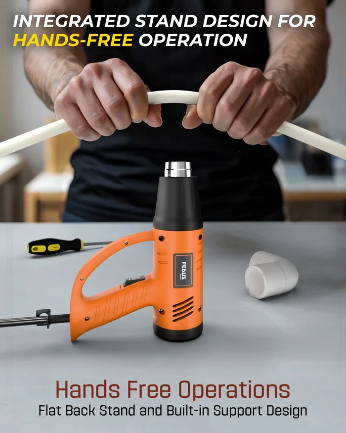 FEDUS Heat Gun Hot Air Gun Temperature Machine 2000W 5 Nozzles Included, 2 Temp Settings Great for industrial use & Crafts, Removing & Drying Paint, Shrink Tubing/Wrapping Packing, Bend Pipes, Epoxy Resin, Orange FEDUS