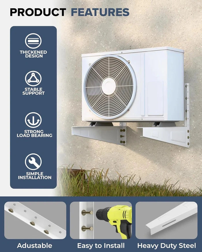 FEDUS Heavy Duty Air Conditioner Outdoor AC Stand, Outdoor Unit AC Wall Mounting Bracket Stand for 1 Ton, 1.1 Ton, 1.5 Ton, 2 Ton 2.5 Ton AC, HVAC, Compressor Split (24inches, 300kg Weight Capacity) FEDUS