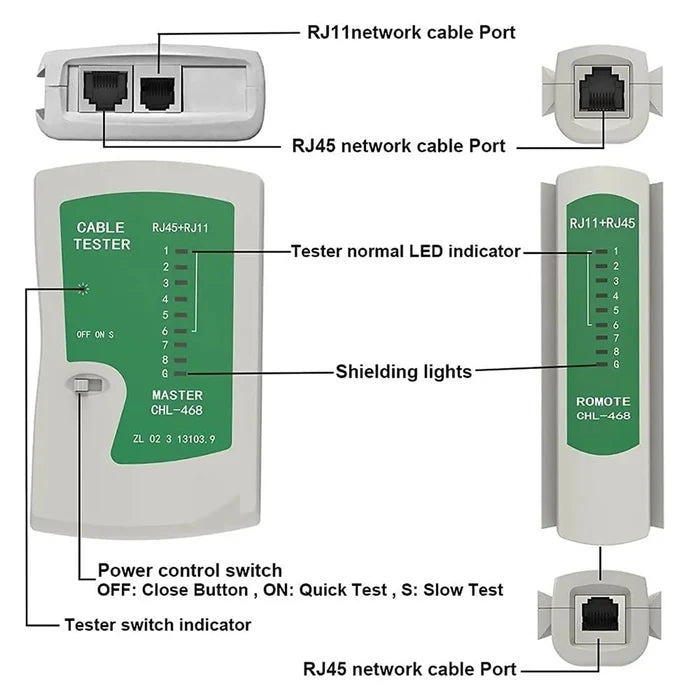 FEDUS RJ45 Crimping Tool Kit, Passthrough Crimping Tool RJ45 for Cat8, Cat7, Cat6A, Cat5E, Cat5 RJ45, 25PCS RJ45 Connector, Network LAN Tester, Cut and Strip Tool, Green, combo-4 FEDUS